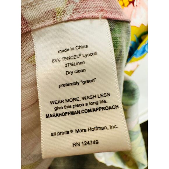MARA HOFFMAN Green Perennial Floral Print Bustier Button Angelica Dress Size 8 - Picture 14 of 15
